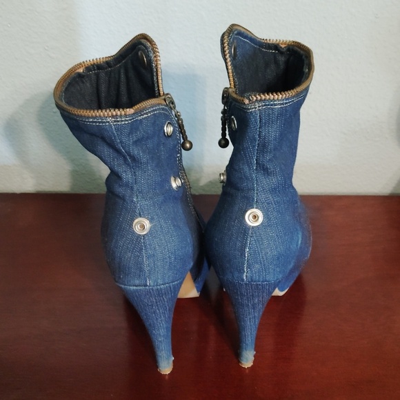Andrea Denim Ankle Boots Zipper Size 7 - Picture 5 of 16